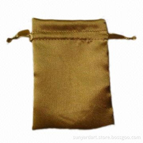 Gold Satin Drawstring Bag, Measures 10 x 15cm